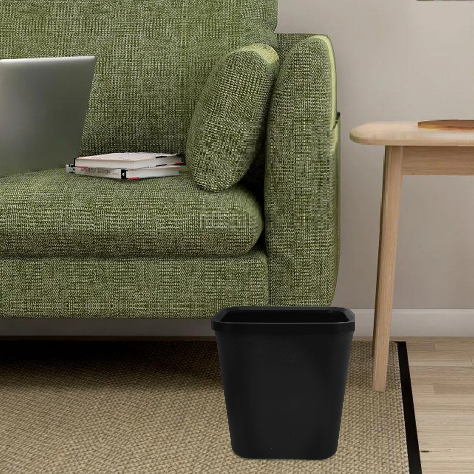 

Sturdy Plastic Trash Bin For Kitchen Bedroom Bathroom Office Dorm Compact Square Waste Can Thickened Design Foldable