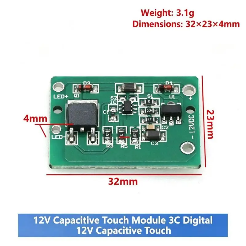 DC12V Capacitive Touch Sensor Module LED Light Touch Control Switch Board For DIY Lighting Cabinet Lamp Modification 1/5/10PCS