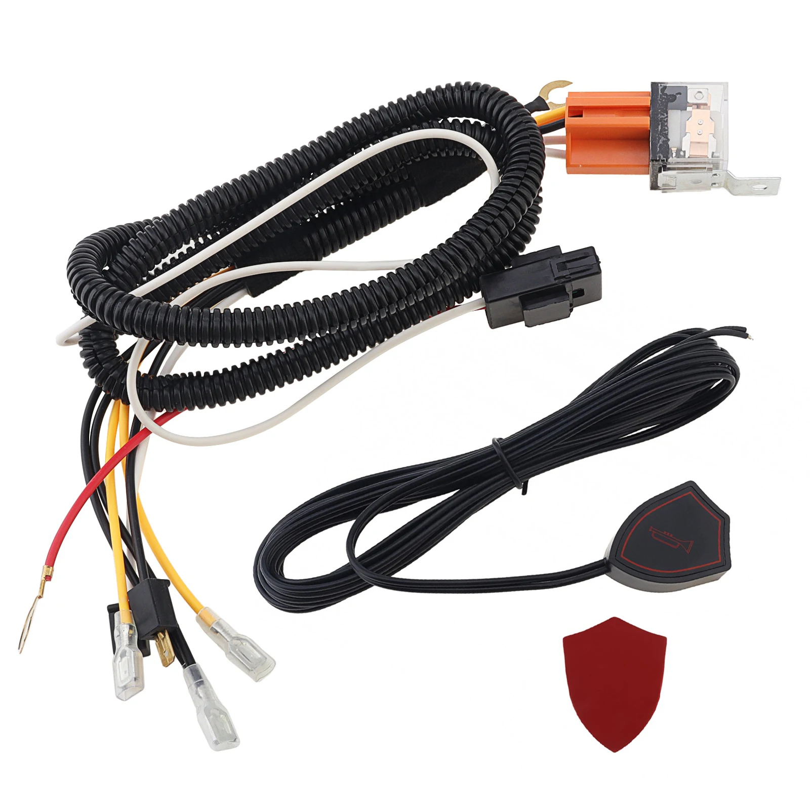 12V 40A 4pin Horn Wiring Harness Relay Kit with Horn Push Button Wear-resistant Double Horn Wiring Harness