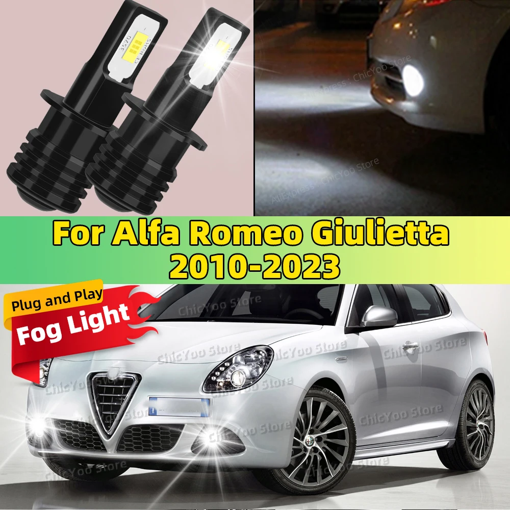 For Alfa Romeo Giulietta 2010-2023 2011 2012 2013 2014 2015 2016 2017 2X LED Car Light Front Bulb Fog Lamp 20000LM Ultra Bright