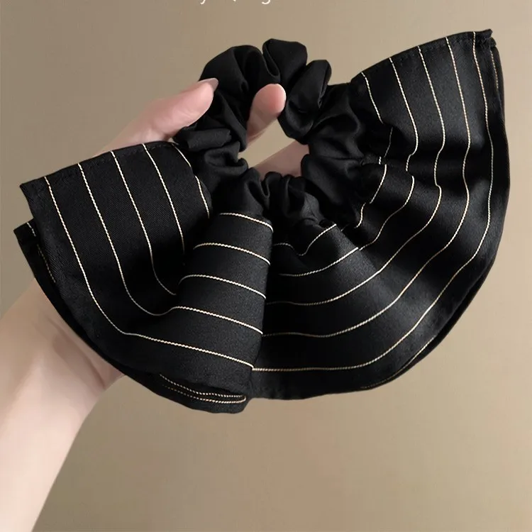 french-skirt-striped-double-hair-band-women's-senior-temperament-ponytail-ball-head-niche-large-intestine-hair-band