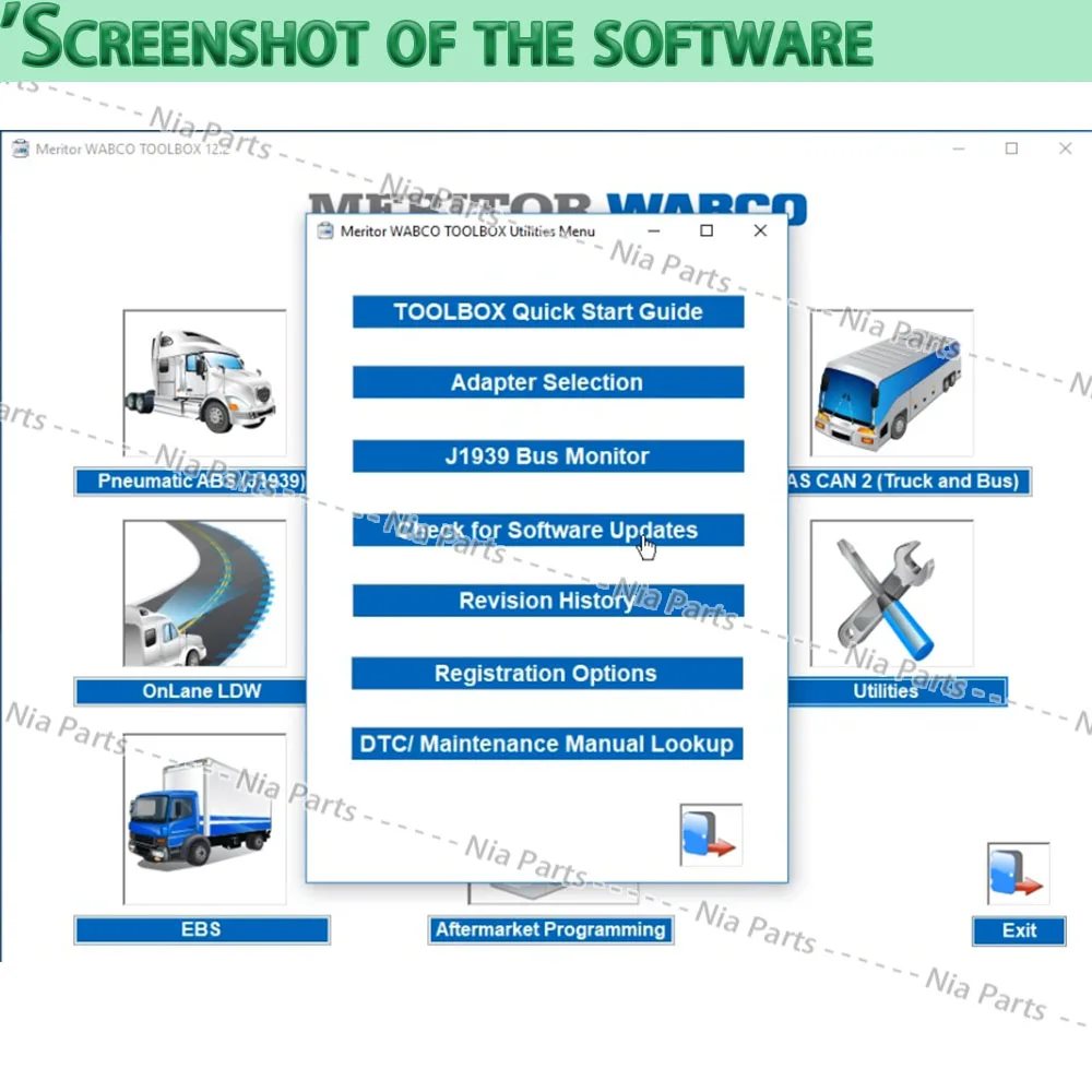 Diagnostic software Meritor wabco toolbox 12.2 automotive tools auto data base Car Repair scanner automotriz Vehicle Maintenance