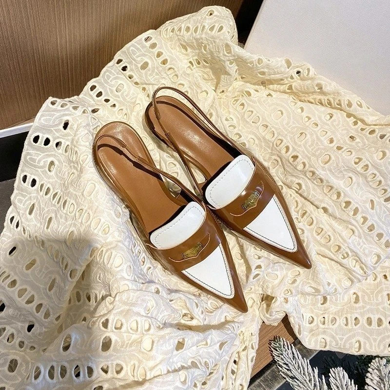 Pointed Toe Sandals Women 2026 New Stiletto Heel Back Empty French Vintage High Heels image 3