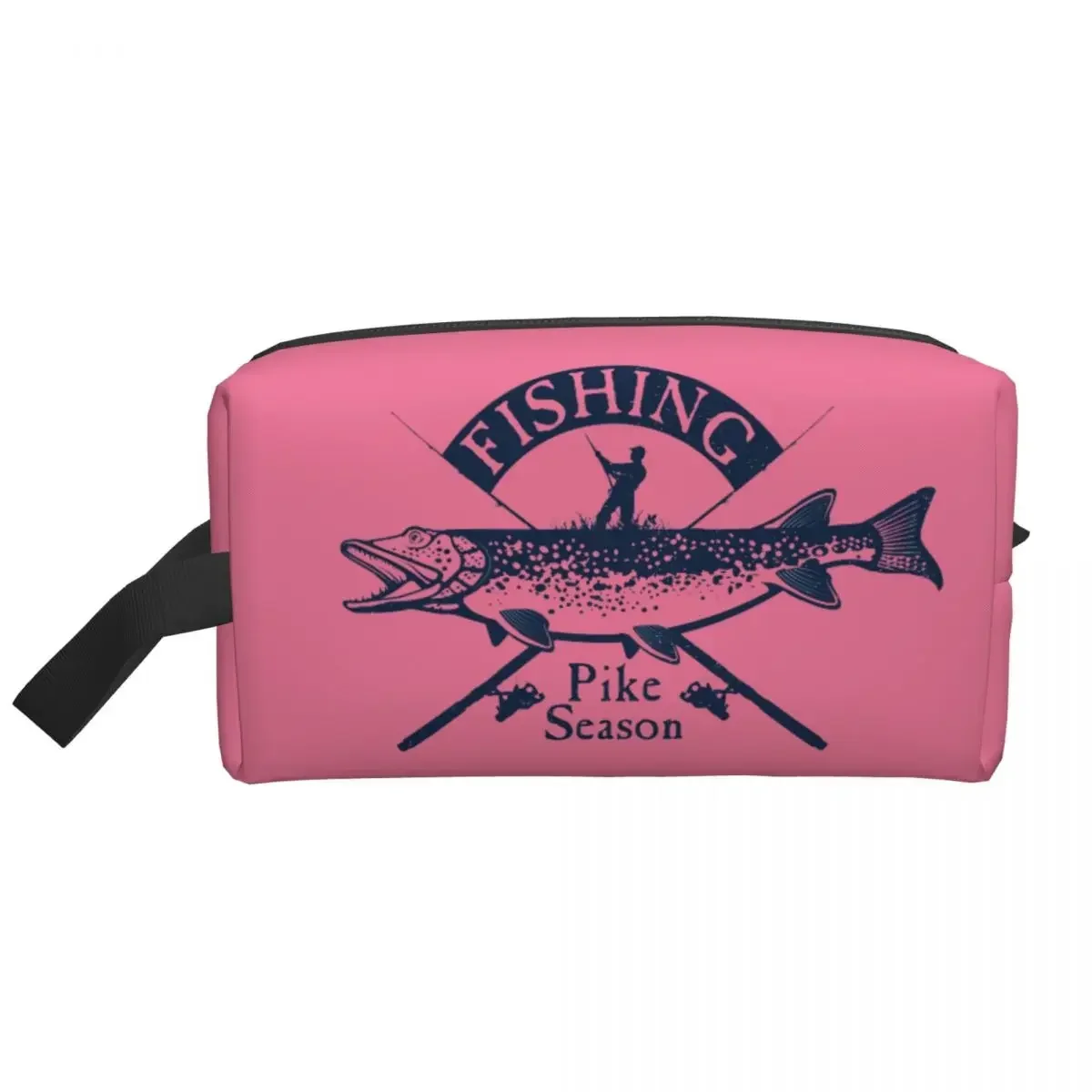 Cute Pike Fishing Travel Toiletry Bag Women Fisherman Fish Makeup Cosmetic Organizer Beauty Storage Dopp Kit