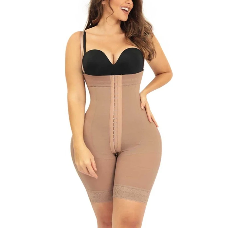 High Compression Women Front Closure Tummy Control Shapewear Shoulder Strap Shapewear Ladies Bodysuit Leg Shaper Extra Enhanceme