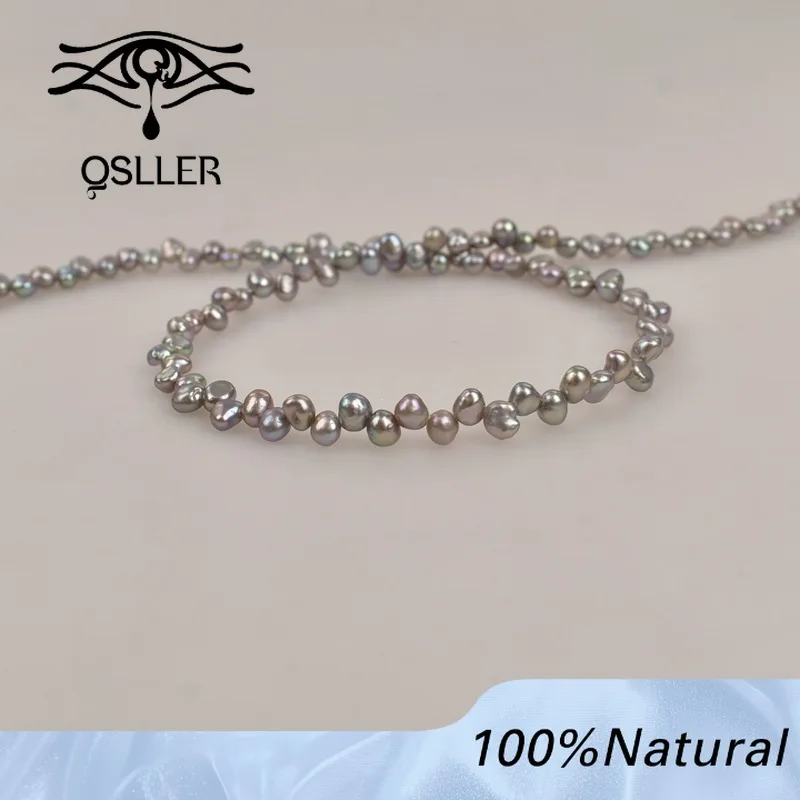 

4 мм натуральный пресноводный жемчуг в стиле барокко, серый жемчуг, двусторонний блеск, изготовление ювелирных изделий своими руками, ожерелья, браслеты, ремесла