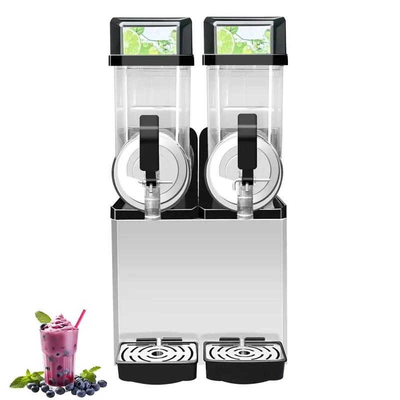 Smoothie Machine 2 Tanks 15L Slushy Maker Slushie Ice Making Machine Frozen Drink Slush Machine for Commercial Food