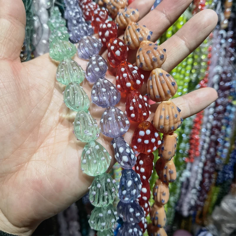 5pcs 17x20mm Shell Shape Lampwork Beads Fashion Handmade Loose Spacer Murano Glass Bead For Jewelry Making DIY Bracelet Necklace