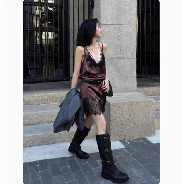 Unico pizzo giuntura Strapl acetato Dr abbigliamento interno da donna vita alta A-Line estate Dr coreano Sle V-Ne Svel