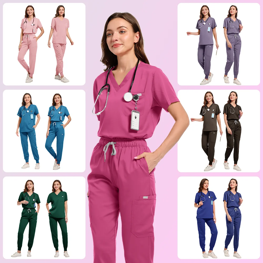 

Medical Scrub Nursing Surgical Gown High Quality Elastic Scrub Healthcare Pharmacy Solid Color Uniform Wholesale Workwear Unisex