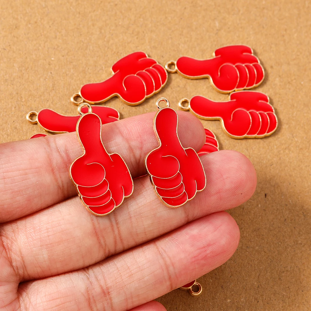 10 Uds. De nuevos colgantes esmaltados con forma de pulgar para hacer joyas, collar, pendientes, pulsera, suministros de accesorios hechos a mano DIY