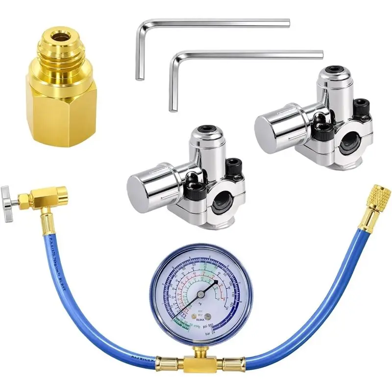 A65T-Refrigerator Freon Recharge Kit, AC Recharge Kit With BPV31 Piercing Valve For Home Refrigerators, AC Refrigerant System