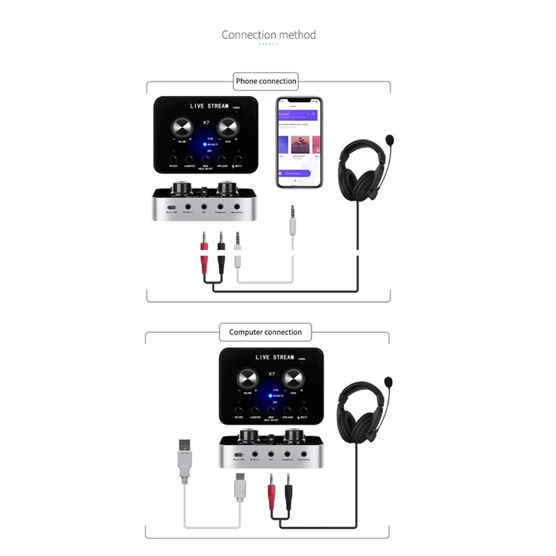 Placa de Som Externa para Celular e Computador, Placa de Som, Voice Changer, Áudio Eletrônico, Microfone Gritar, Live Sound Card