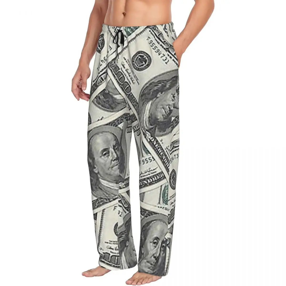 

Пользовательские насыщенные деньги, новинка, доллары, мужские пижамные штаны, одежда для сна для сна, низ с карманами