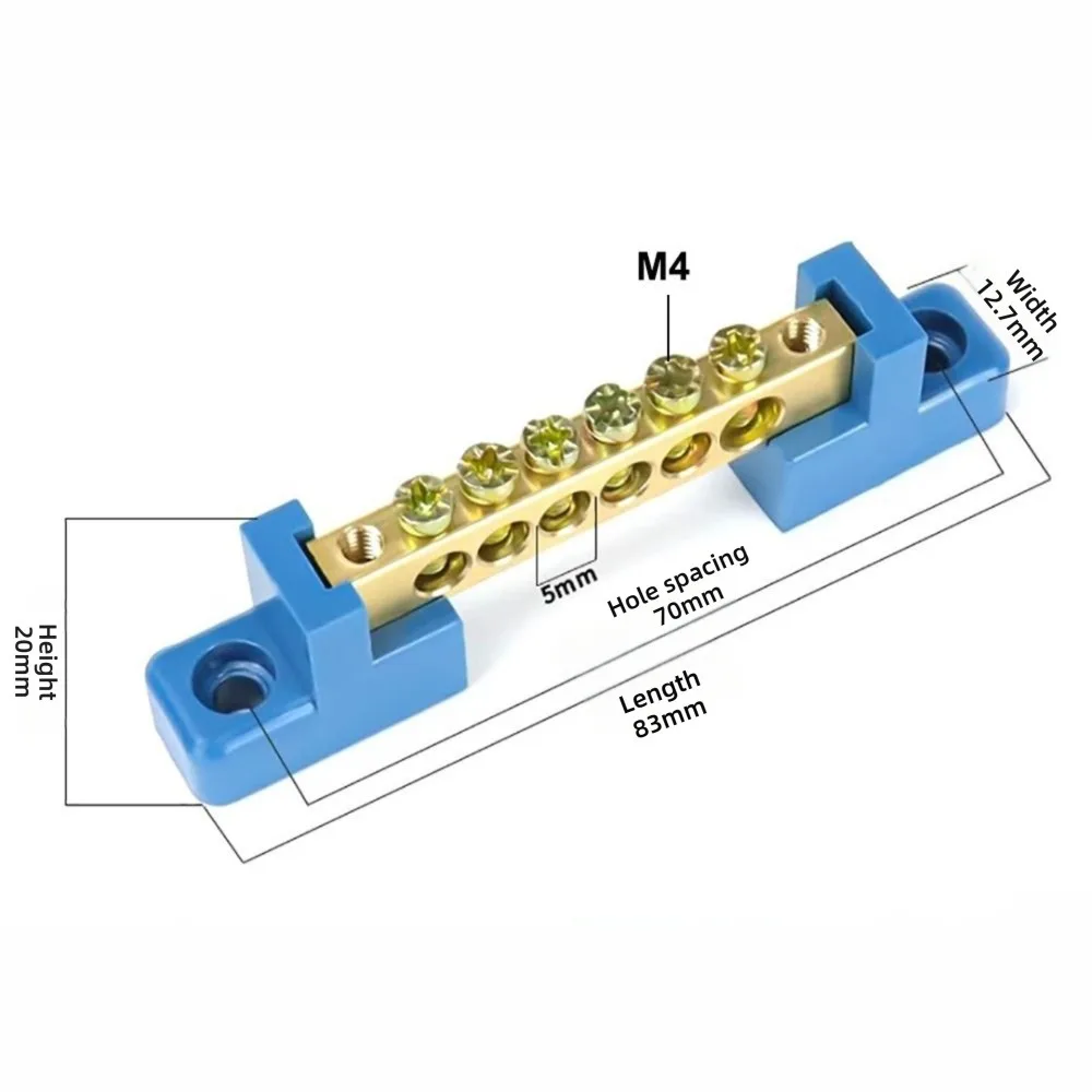 New 6*9 Copper Ground Bar 4/6/8/10/12 Hole High Bridge Type Zero Row Terminal Block Distribution Box