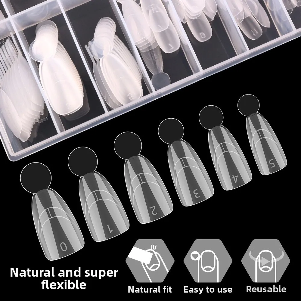 140PCS Matte Surface French Nail Dual Forms with Inner French Line 14 Sizes Full Cover Dual Nail Molds Reusable Quick Extension