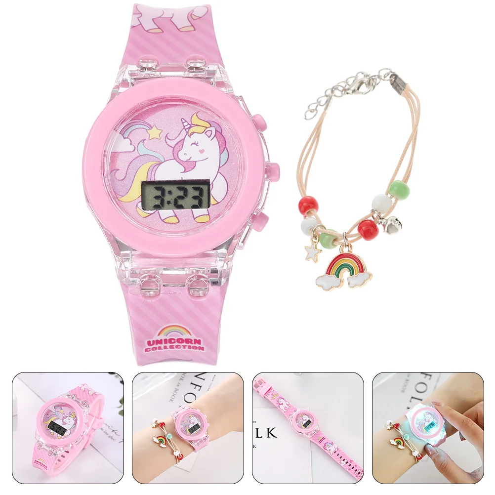 Unicorn Watch Kid's Adjustable Kids Wrist Portable Pink Silicone Button Electric