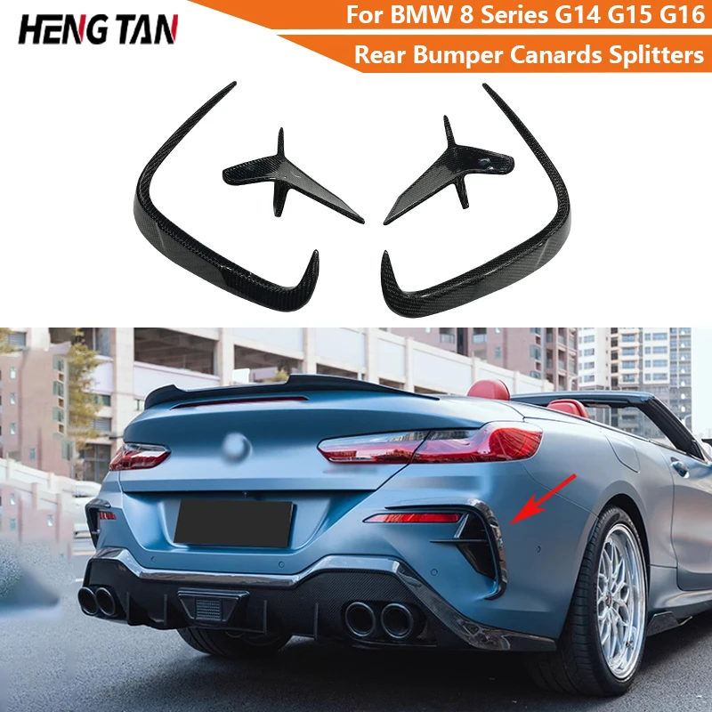 Carbon Fiber For BMW 8 Series G14 G15 G16 2018+ Car Rear Bumper Fog Lamp Cover Trims Canards Splitters Body kit