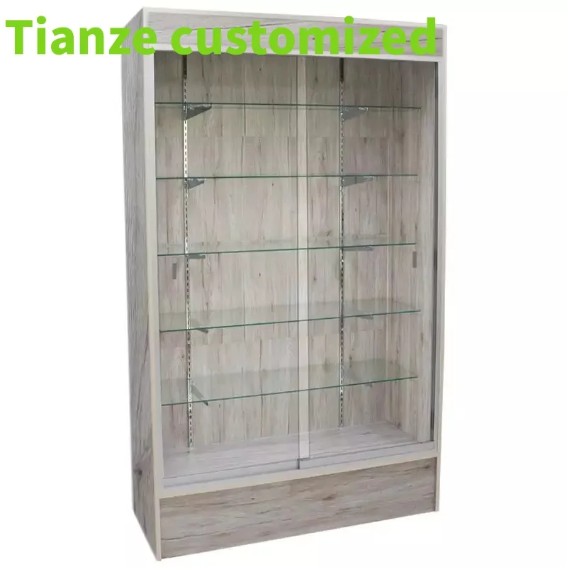 (Customized) Hot Sale Customized Shop Mall Decoration Wooden Jewelry Shop Display Cabinet Floor Standing Multipurpose Glass Show