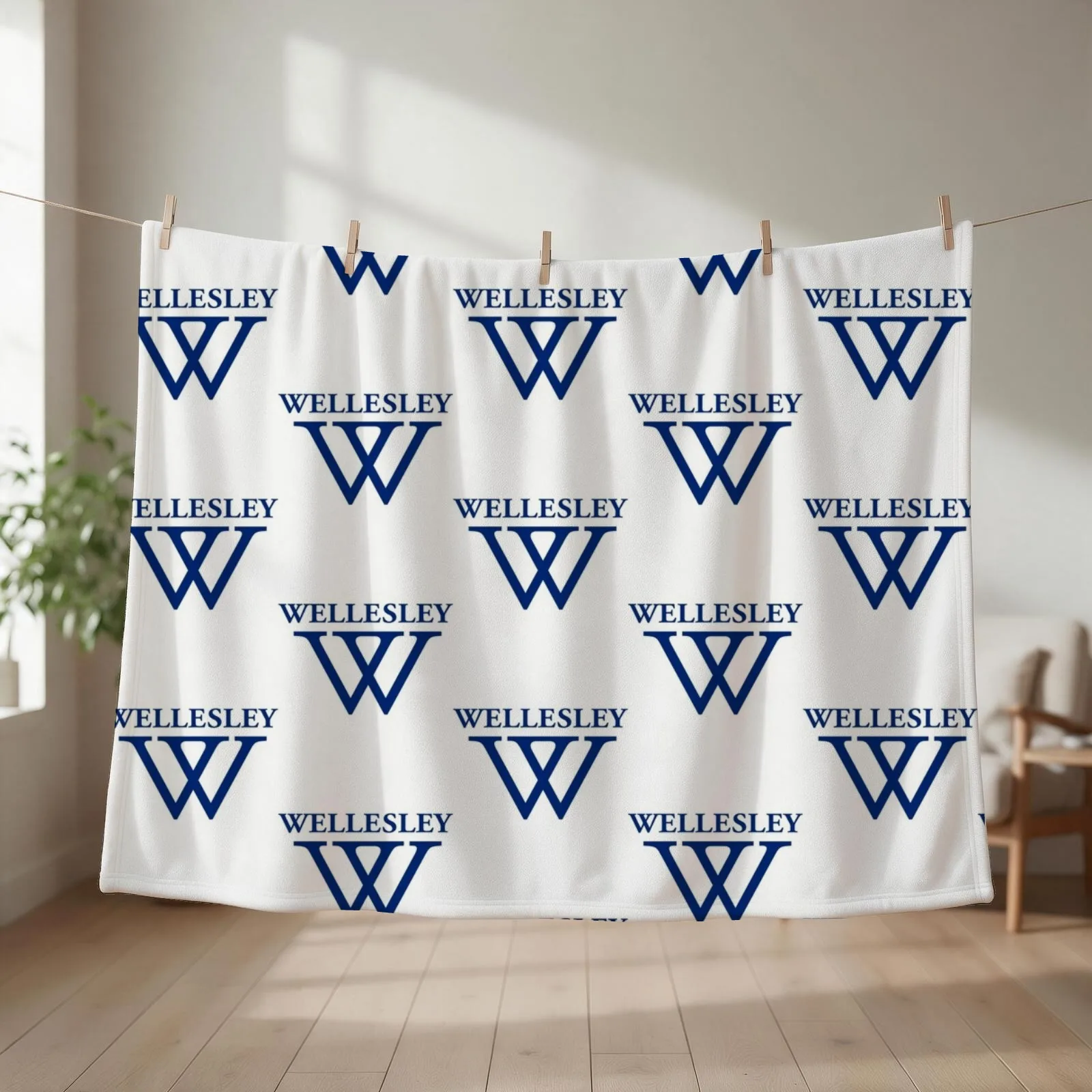 Wellesley University Official Logo Throw Blanket Bed Heavy Bed Fashionable Hairys Blankets