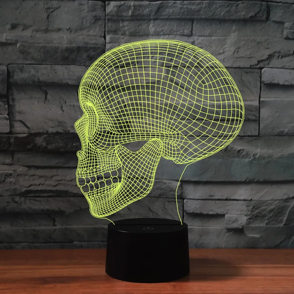 

Skull Head 3D Illusion Lamp LED Night Light 7 Color Changing Table Lamps Halloween Decoration Ghost Festival Gift Men Room Decor