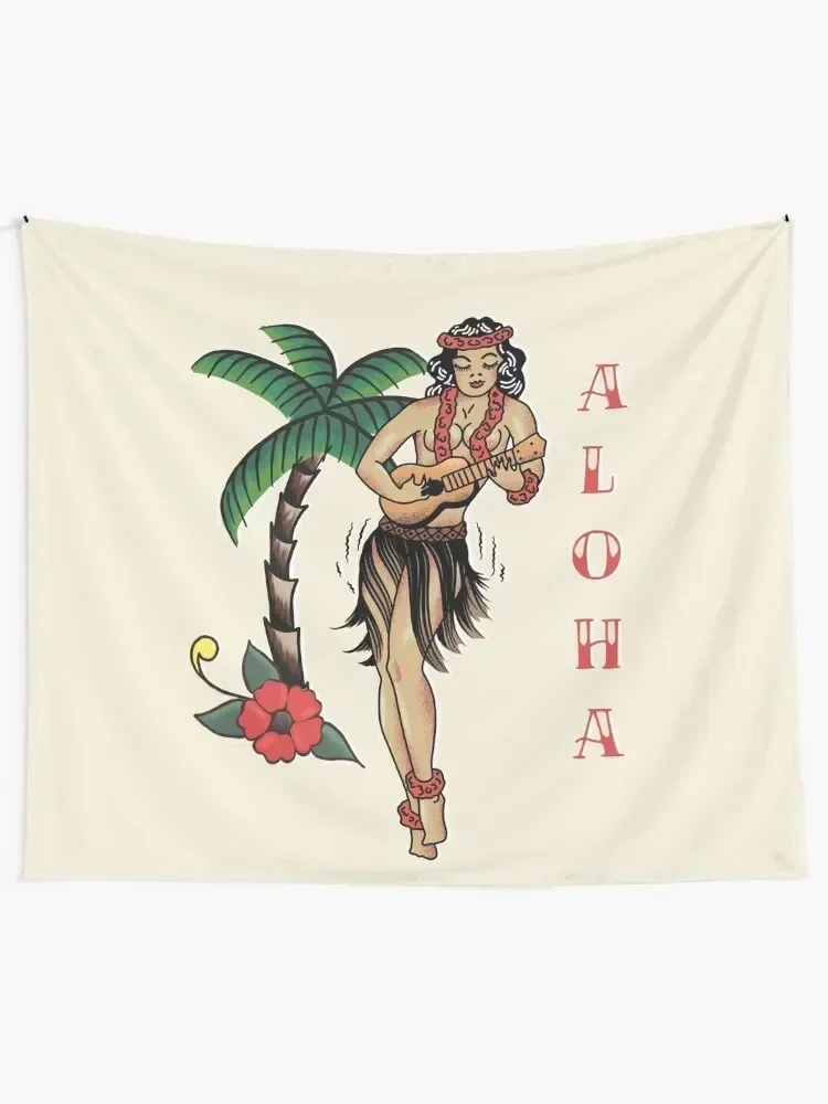 Jerry Style Traditional Aloha Hula Pinup Girl In Hawaii Tapestry Wall Hangings Decoration Home Supplies Tapestry