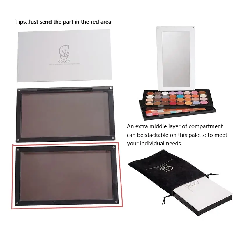 Coosei Acrylic Accessory Middle Single-layer No Cover/Lid Partition-Compartment for Stacking on New Empty Magnetic Palette ABL2