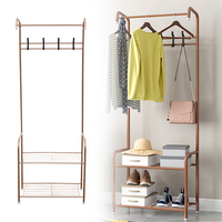 Metal Independent Hanger Shoe Rack With 4 Hooks Clothes Rail Clothes Rack for Bedroom, Closet or Entrance Practical Coat Stand