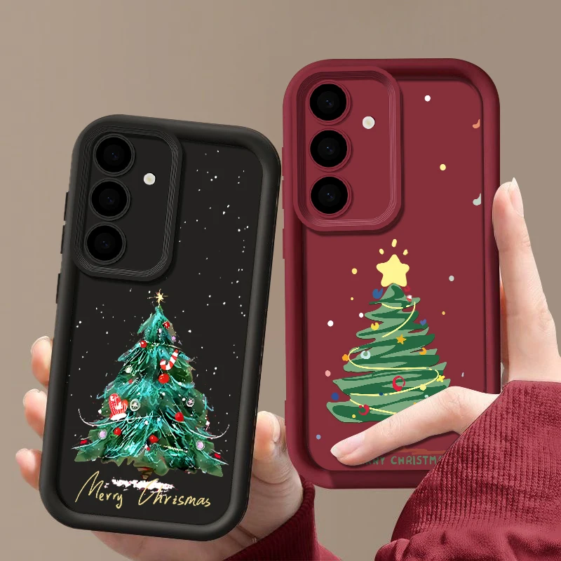 Luxus Weihnachtsbaum Handyhülle für Samsung Galaxy S24 FE S25 Rand S23 S22 Ultra Plus A17 A56 A16 A15 A55 A54 A53 5G Soft Cover