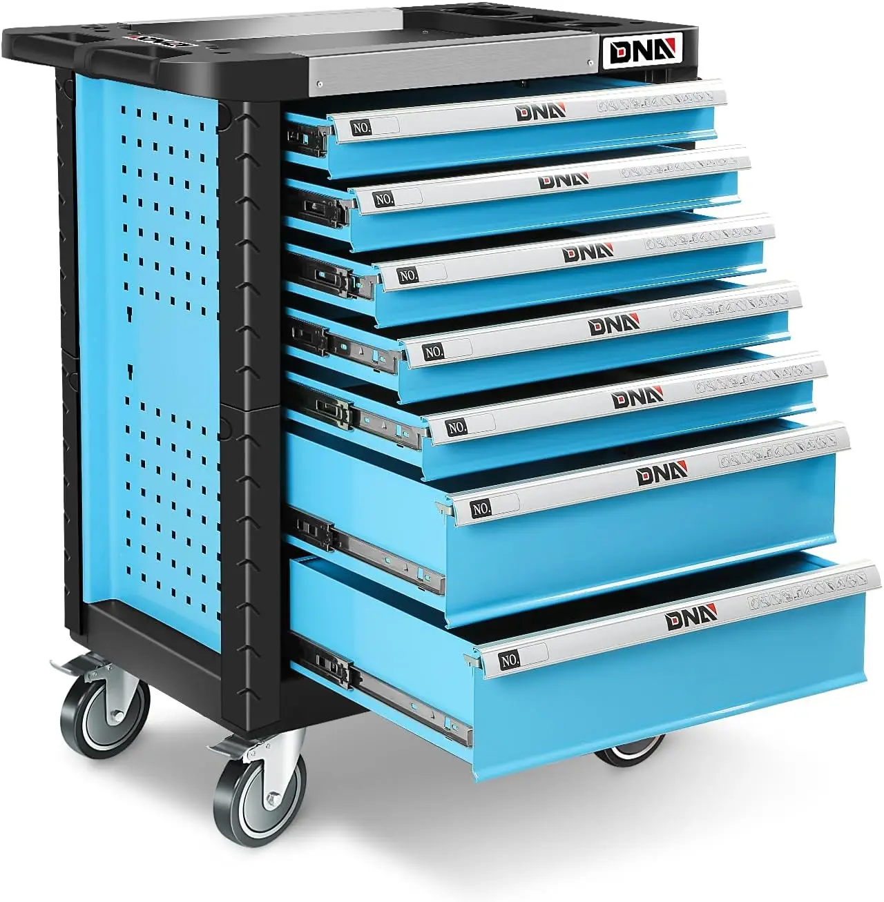 DNA MOTORING Heavy Duty Lockable 7-Drawer Tool Cart, Rolling Cabinet with Keys, 39