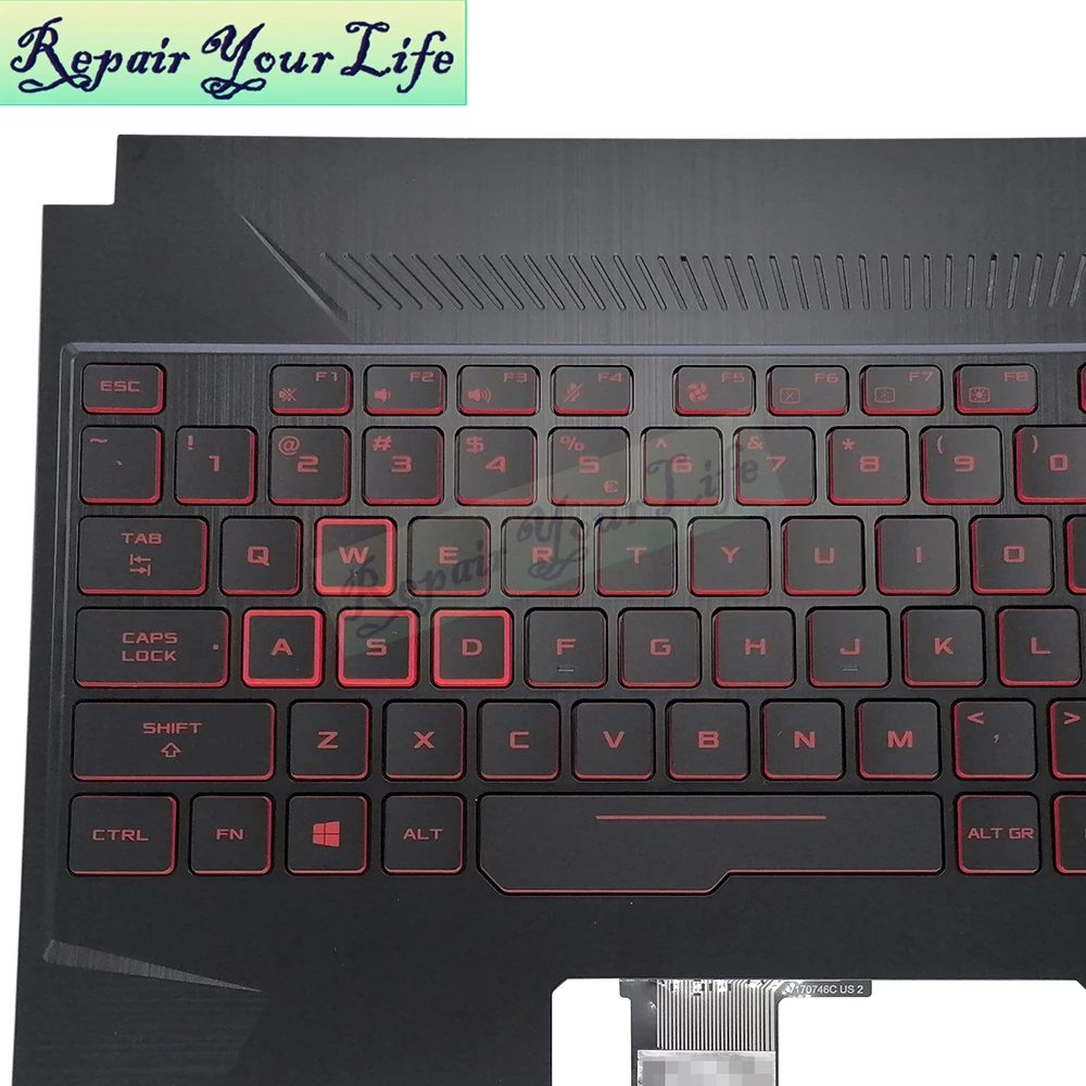 Imagem -03 - Superior Palmrest Vermelho Backlit us Teclado para Asus Tuf Gaming Fx505dy Fx86 Fx505d Fx86g Topcase 90nr00s2-r32ui0 13n15ja0701 Fx505