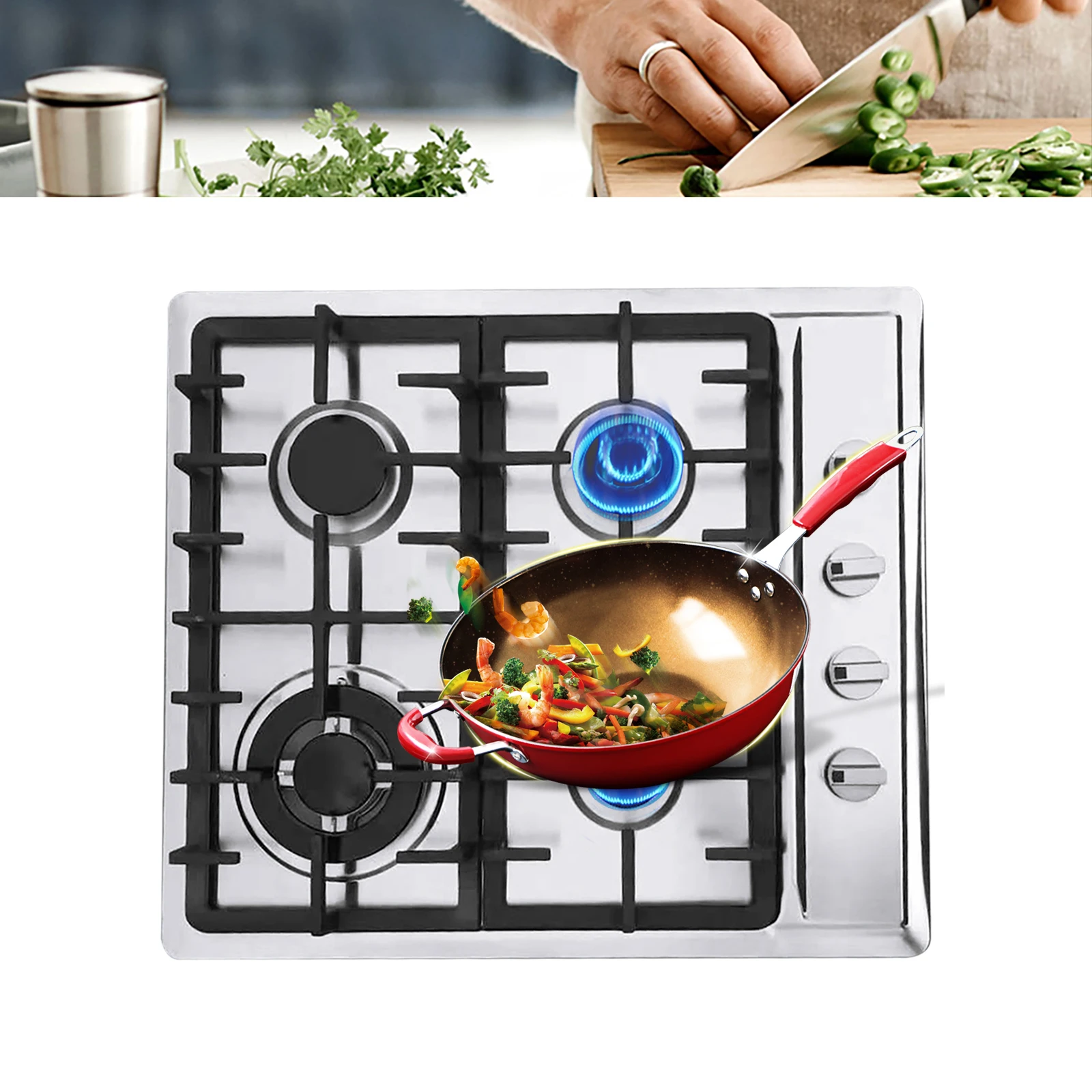 4/5 Burners Built-In Stove Top Gas Cooktop Kitchen Easy to Clean Gas Cooking