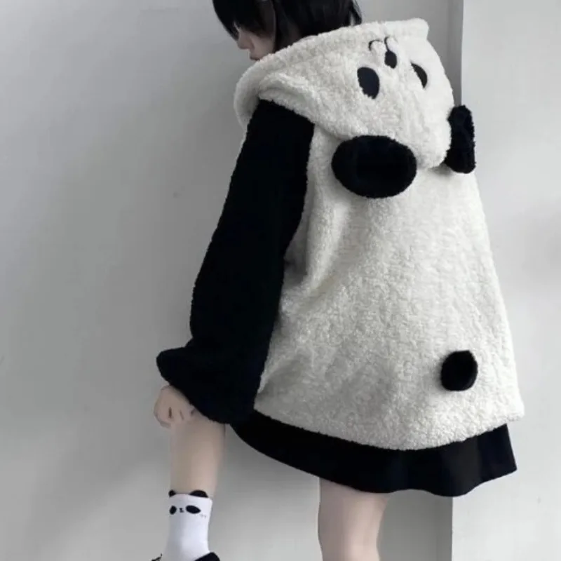 Cat Ears Hooded Winter 2026 Lamb Wool Jacket Panda Outerwears Clothes Woman Chaquetas De Mujer New Kawaii Cute Jackets