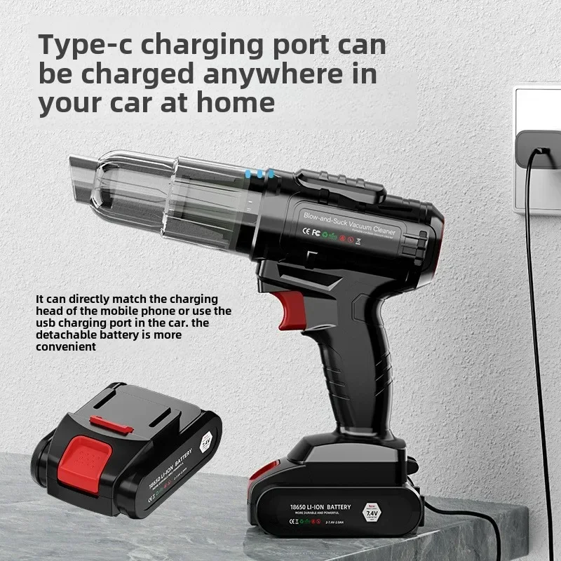 Durable Car Wireless Charging Car Home Super Power Suction Small Handheld Portable Disassembly Lithium Battery Vacuum Cleaner