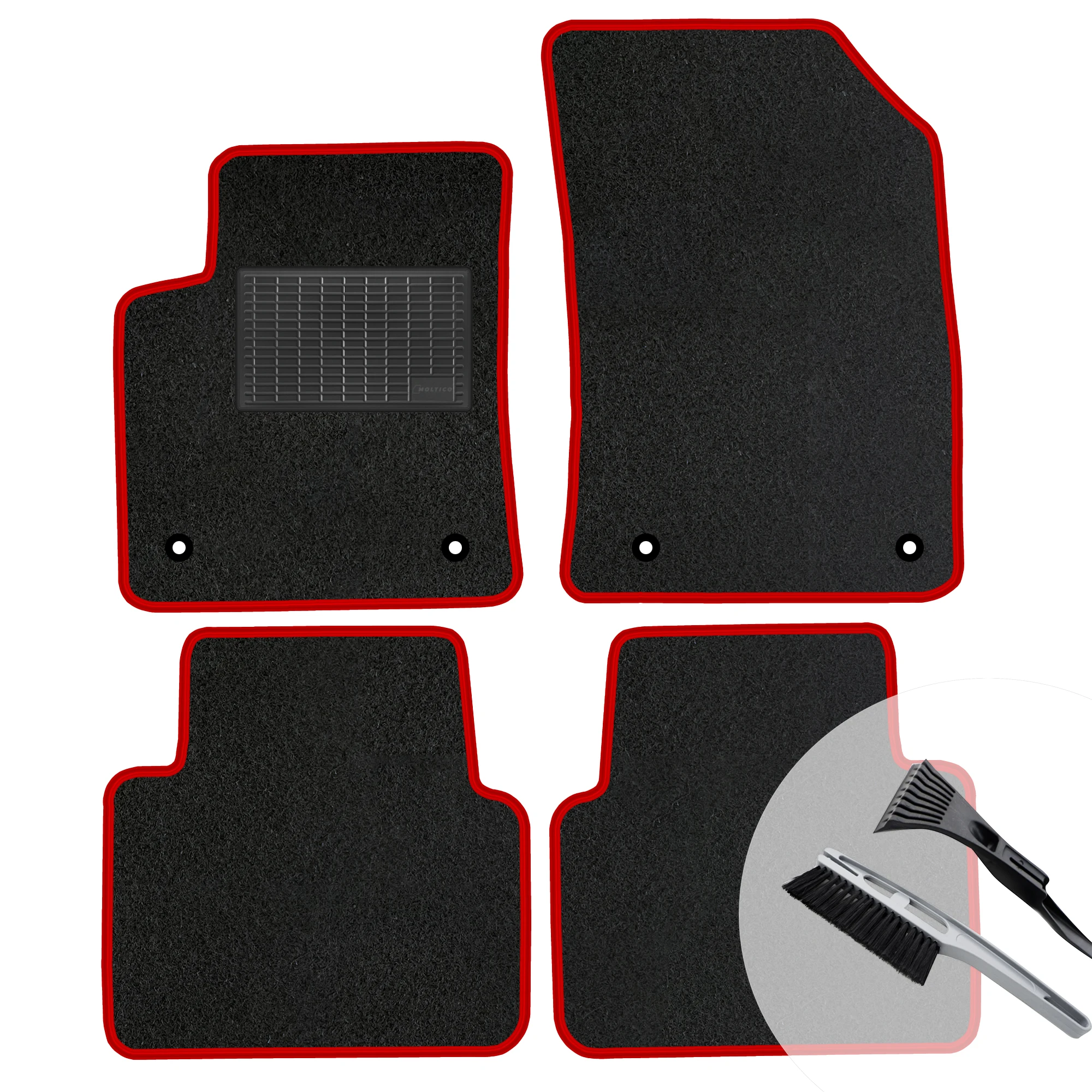 Veloursmatten set met rode rand voor Opel Corsa F 2019-