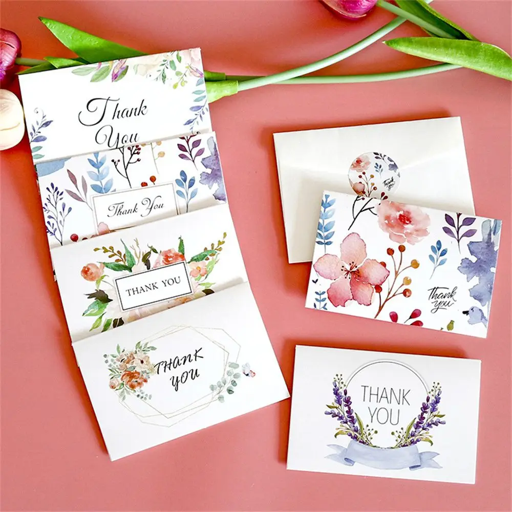 6 Sets of Thank You Cards with Envelopes and Stickers Floral Cards Blank Inside Message Greeting Cards Party