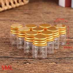 10 Peças 5ml/7ml/10ml/14ml/18ml/20ml Garrafas De Vidro Com Tampas De Alumínio Pequenos Mini Frascos De Vidro 6 Tamanhos U-pick