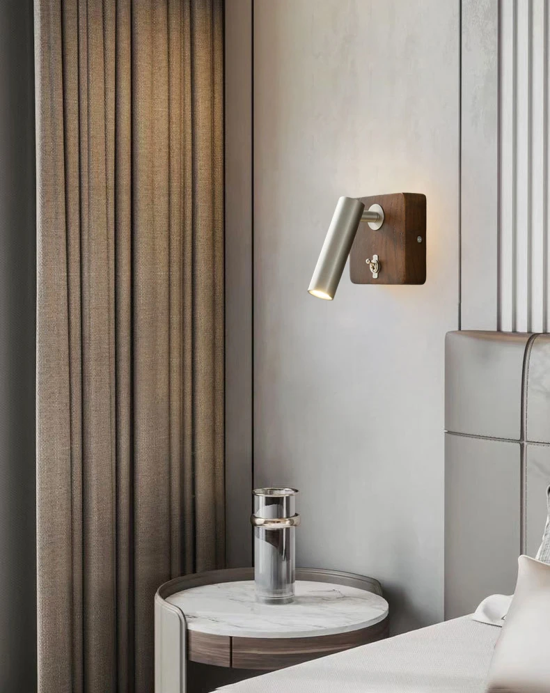With Switch Wall Lamp Gold Silver Brass Wooden