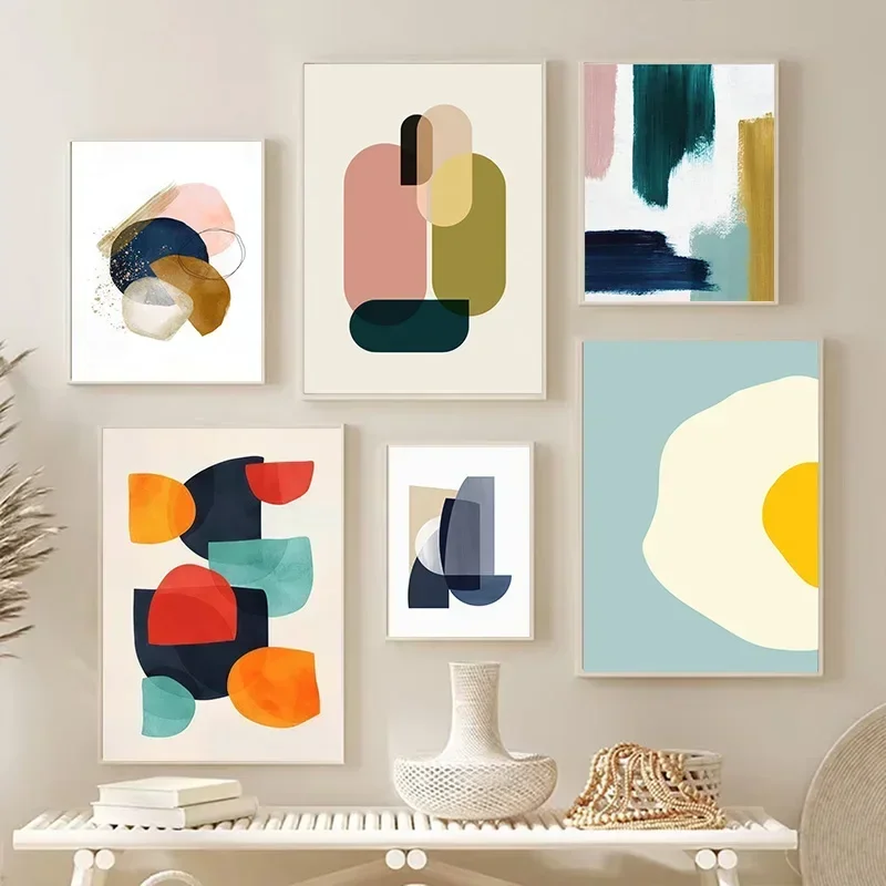 Minimalist Canvas Posters Modern Abstract Impression Geometric Color Mosaic Fashion Wall Art Home Living Room Decor