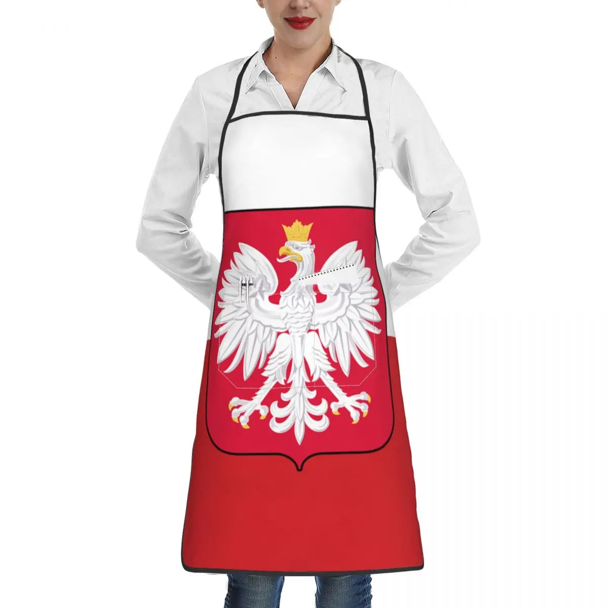 Poland Flag Apron Adult Kitchen Chef Bib Tablier Cuisine Cooking Baking Painting