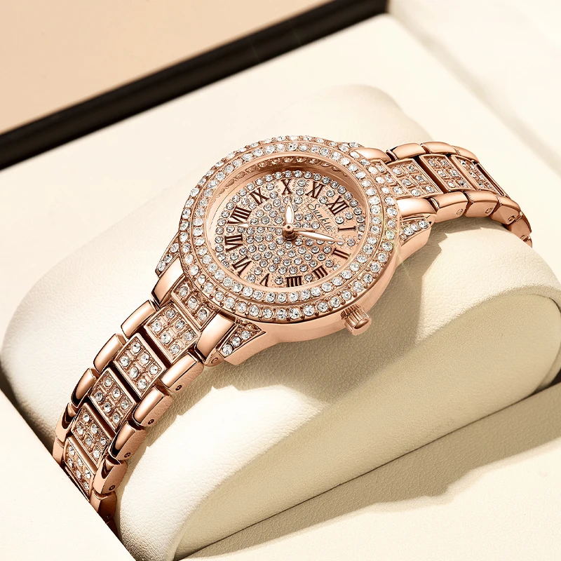 

2023 Sunkta Luxury Women Watch Stainless Steel Quartz Watch Crystal Fashion Casual Wrist Watches Rhinestone Relogio Feminino