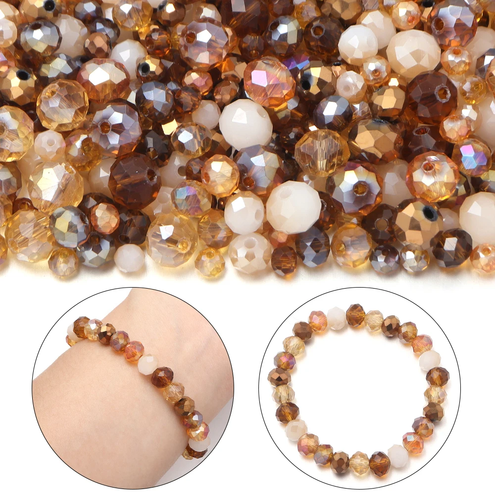 100-200 Stück/Los 4/6/8mm Braune Facettierte Glasperlen Kristall Lose Abstandsperlen für DIY Armband Halskette Schmuckherstellung – Detail 2
