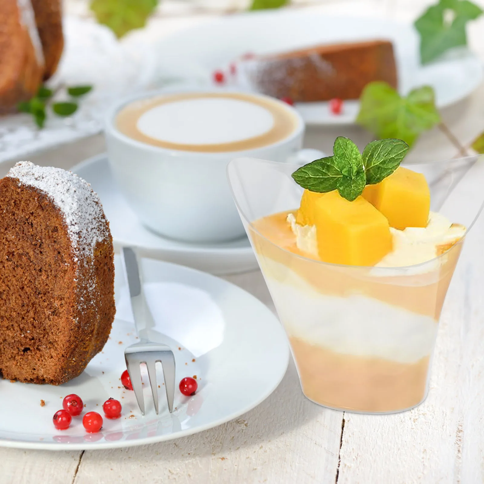

1Set Reusable Clear Dessert Cups Portable Multifunction Pudding Cup for Home Office Hotel Mousse Cup Cake Cups