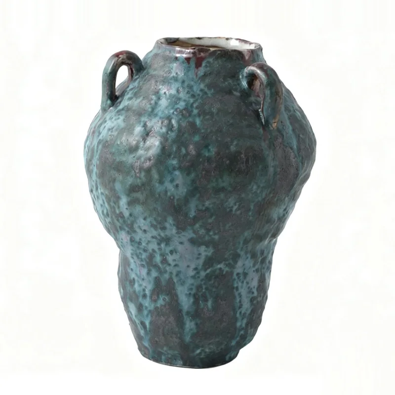 Wabi Sand retro style ceramic vase old coarse pottery pot B & B model room Bogu frame soft decoration art flower ornament