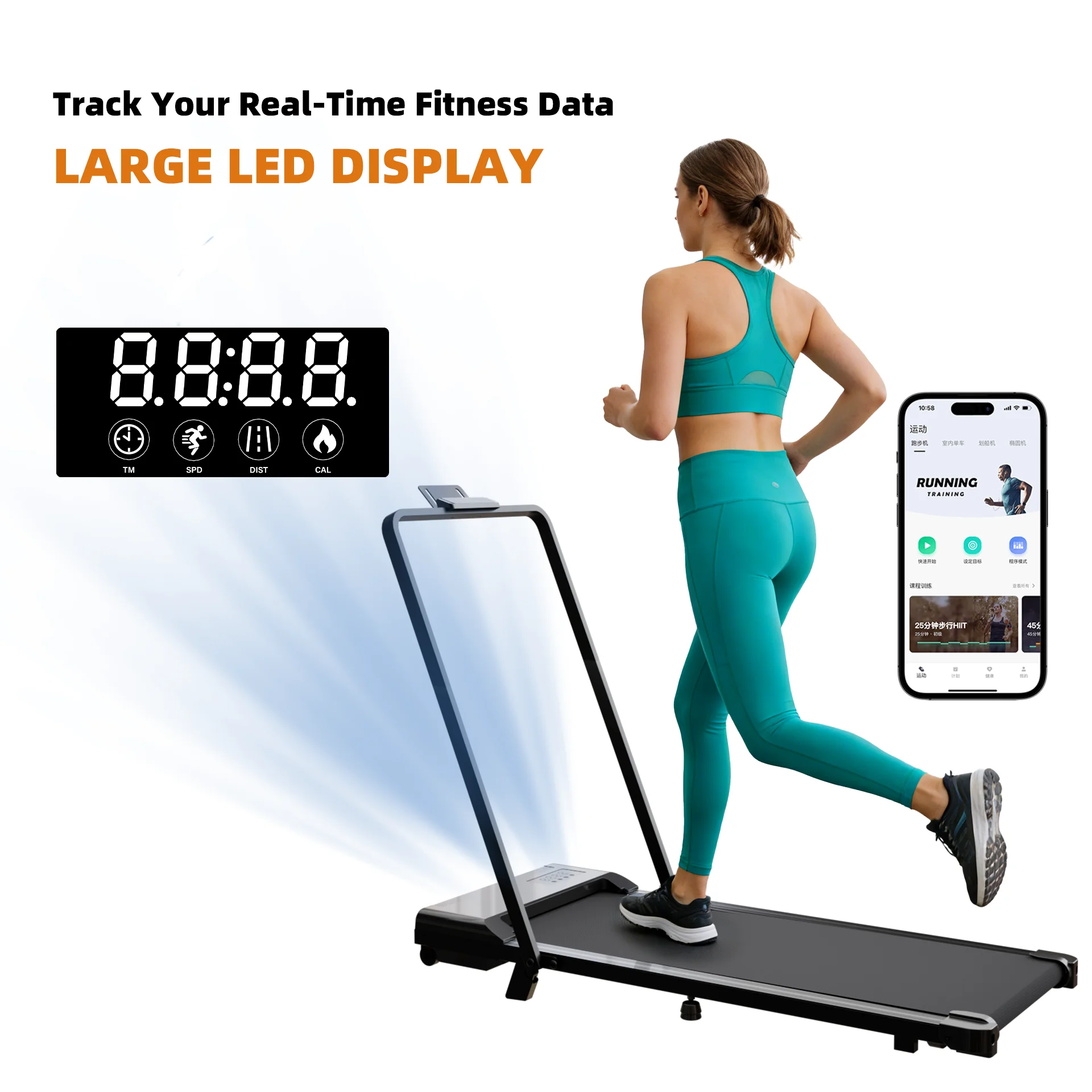 Professional Foldable Portable Walking Pad Treadmill Home Office Electric Remote Control Connection Cushioning System