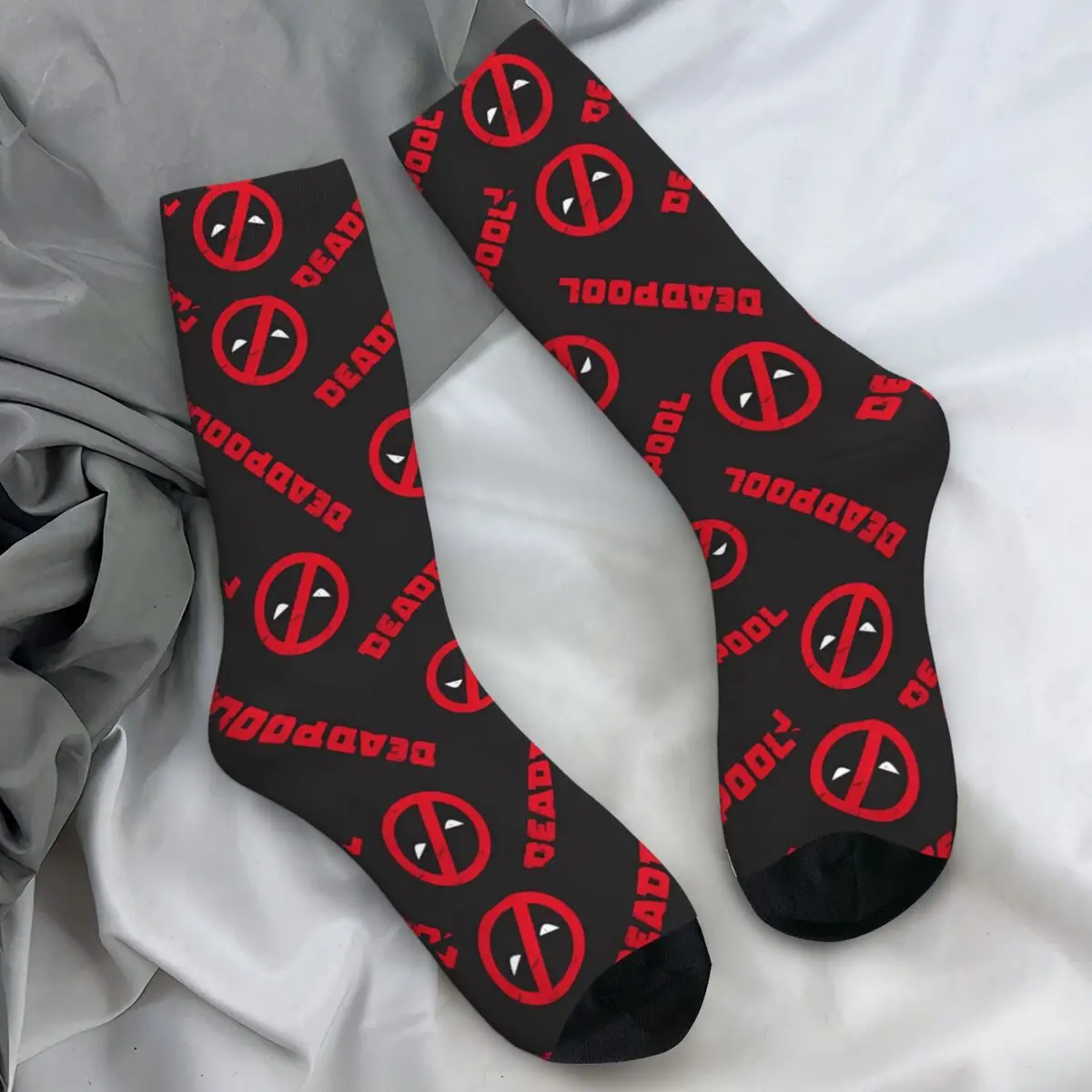 Deadpool & Siper-Man Cartoon Stockings Fantasy Comics Elegant Socks Winter Anti Slip Socks Unisex Men Cycling Warm Soft Socks