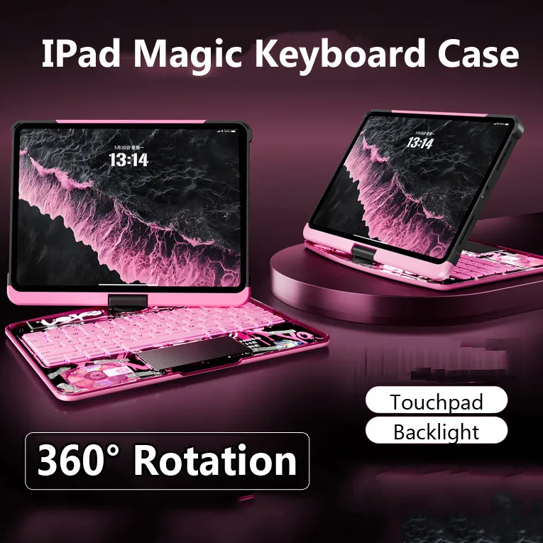 Keyboard with Backlit Case for IPad Mini 2024 A2993 A2995 Mini 7 6 8.3 Inch A17 Pro Transparent Acrylic Case Push-pull Pen Slot