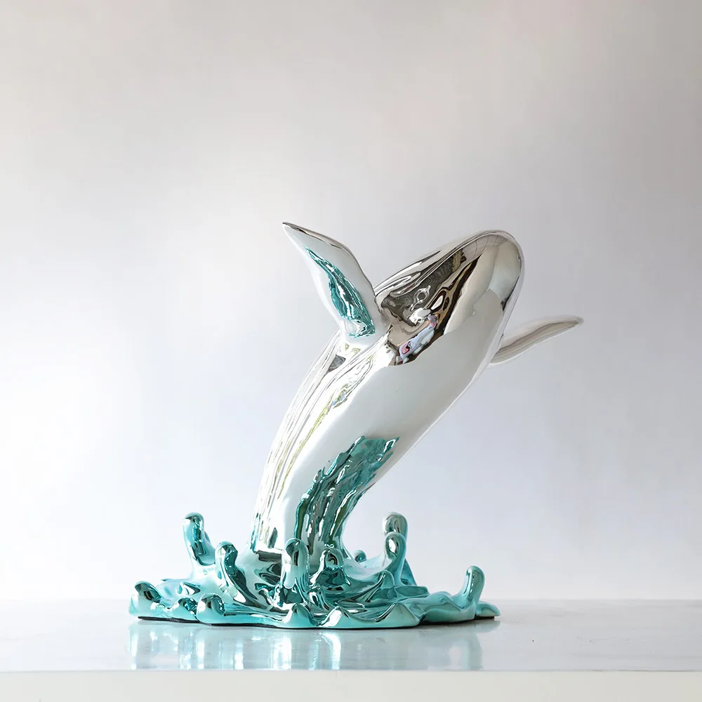 CX Creative Jumping Whale Ornament Villa Hotel Model Room Entrance Cabinet