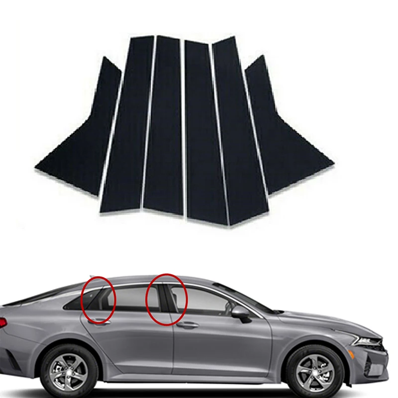 6Pcs Car Window Decoration Gloss Black Door Frame Center Pillar Sticker for KIA Optima/KIA K5 2020 2021 2022