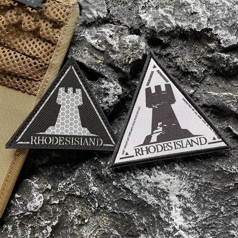 IR Arknights Rhode Island Hook & Loop on Clothes Cartoon Reflect Light Morale Badge Patch Decoration for Clothing and Hats